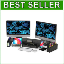 Load image into Gallery viewer, Compact Ergonomic Monitor Stand Riser for 2 Screens - 5'' Height Adjustment
