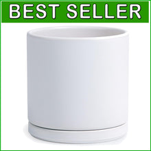 Load image into Gallery viewer, Compact 10" Round Ceramic Planter With Drainage Hole &amp; Protective Pad for Home