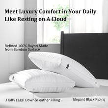Load image into Gallery viewer, King Size Gusseted Goose Down Feather Pillows - 2 Pack for All Sleep Positions
