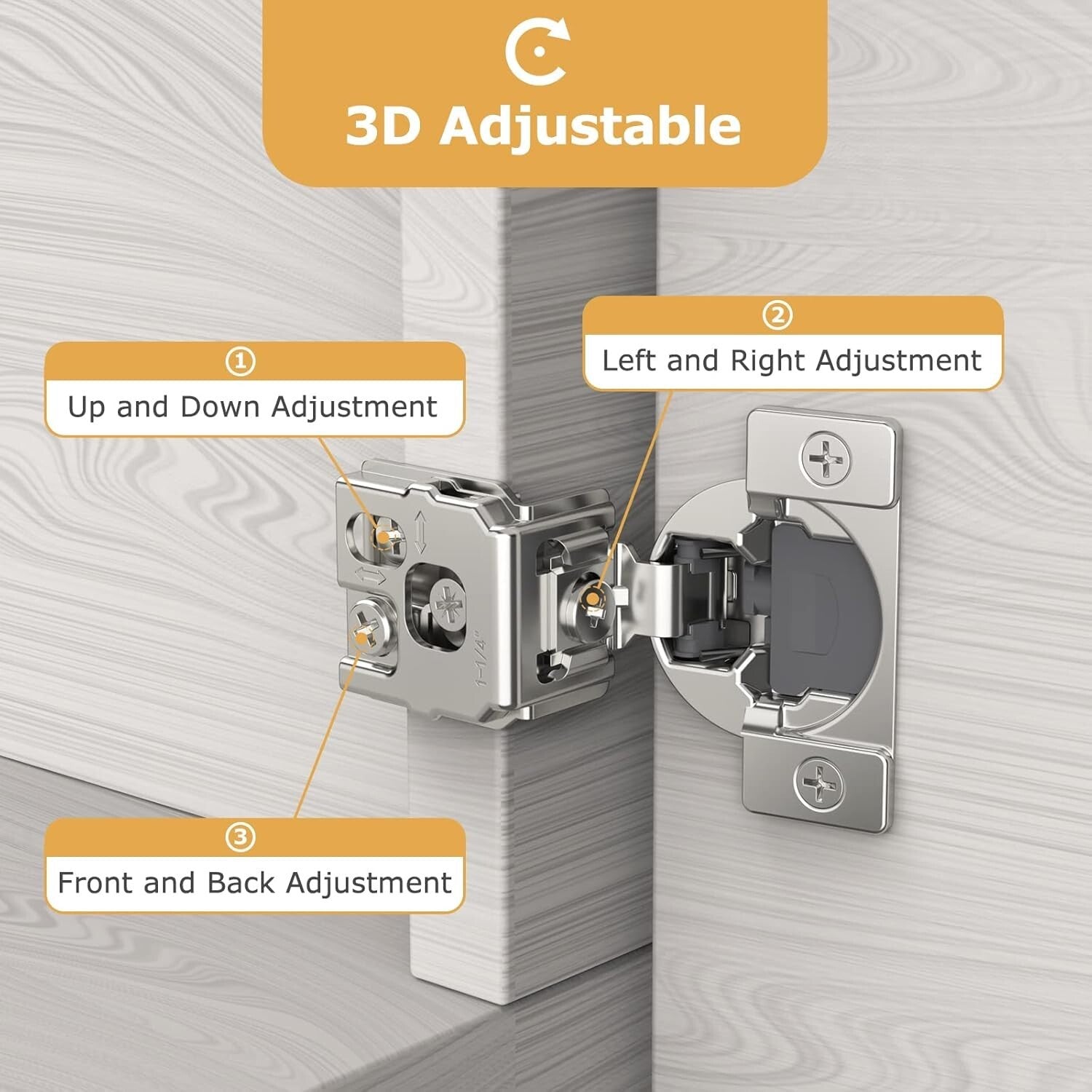 Quiet & Safe 20 Pieces 3/8 Inch Overlay Soft Close Cabinet Hinges - 105° Angle