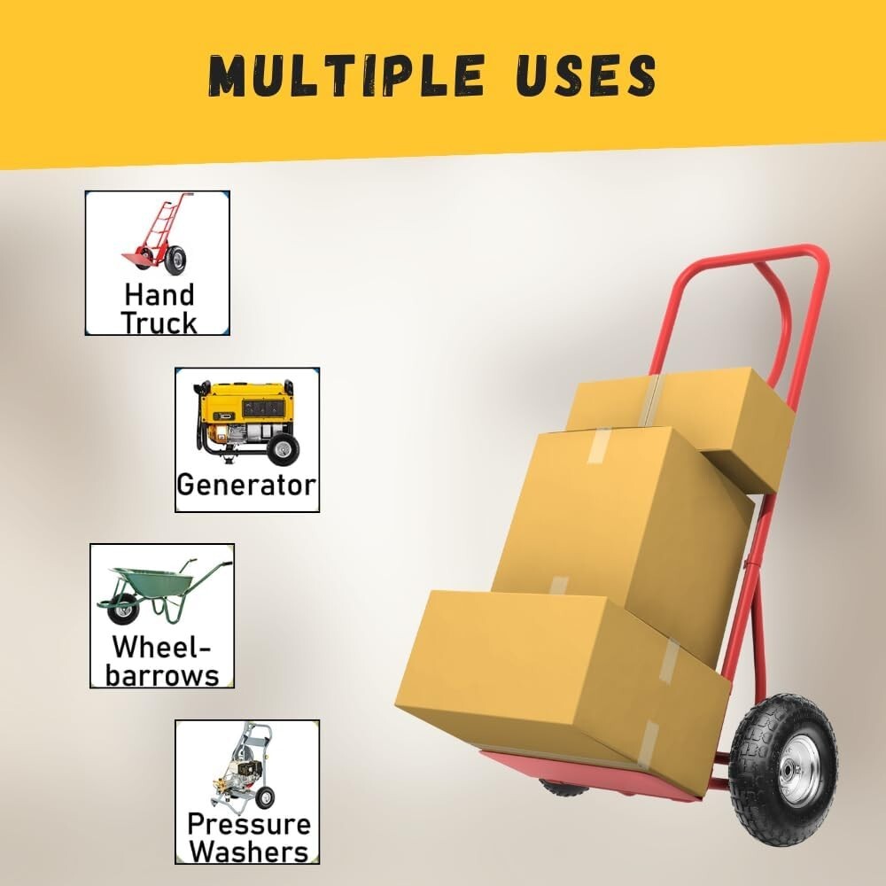 All-Terrain 10-Inch Solid Rubber Replacement Utility Wheels - Fits Most Vehicles