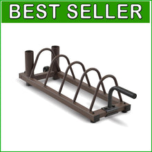 Load image into Gallery viewer, Portable Horizontal Plate and Olympic Bar Rack | Steel Organizer with Wheels
