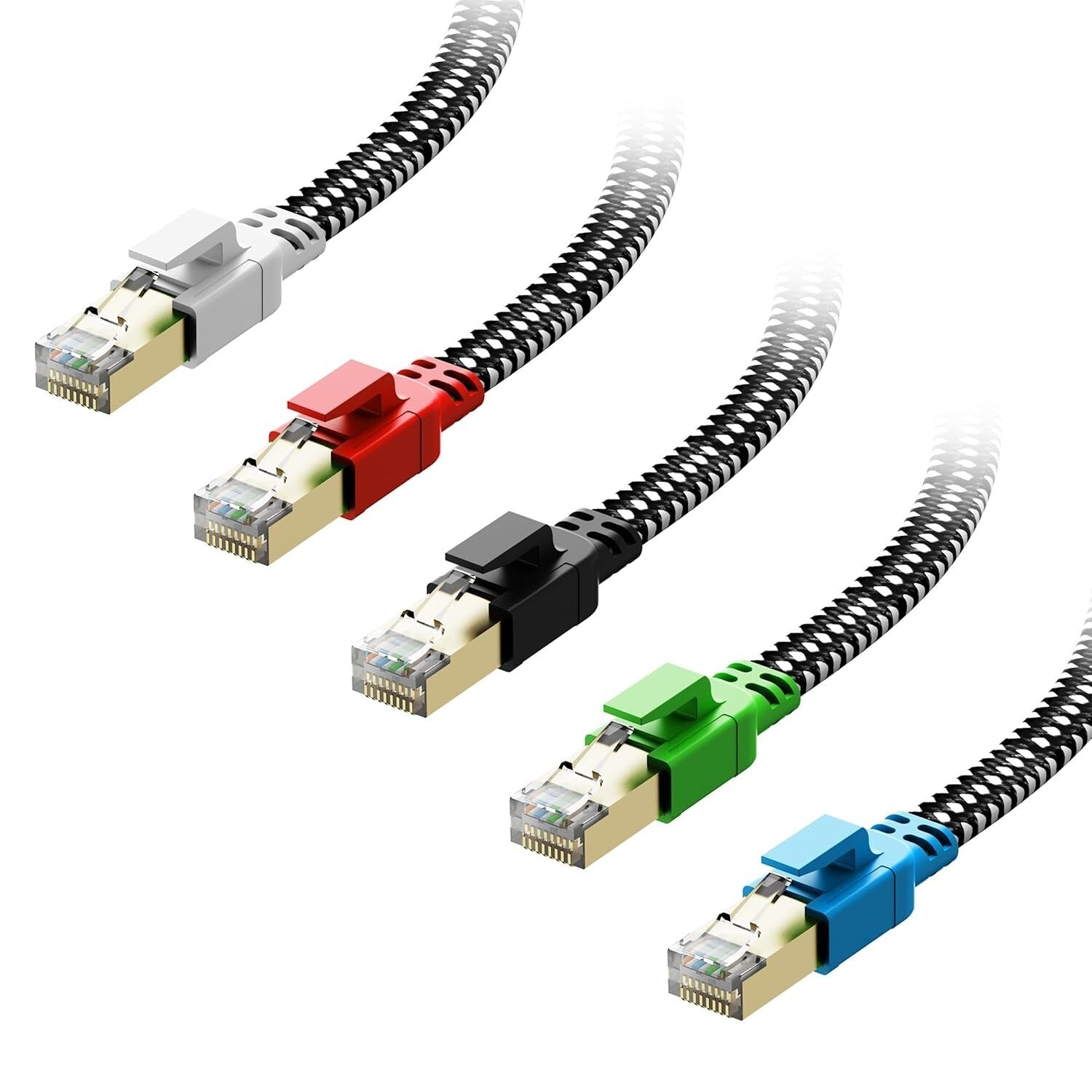 Cat 8 Shielded Ethernet Cables 7ft - High-Speed, Multi-Color, 5-Pack Convenience