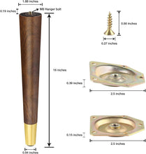 Load image into Gallery viewer, Elegant Walnut Coffee Table Legs - Mid-Century Modern Furniture Feet 16"