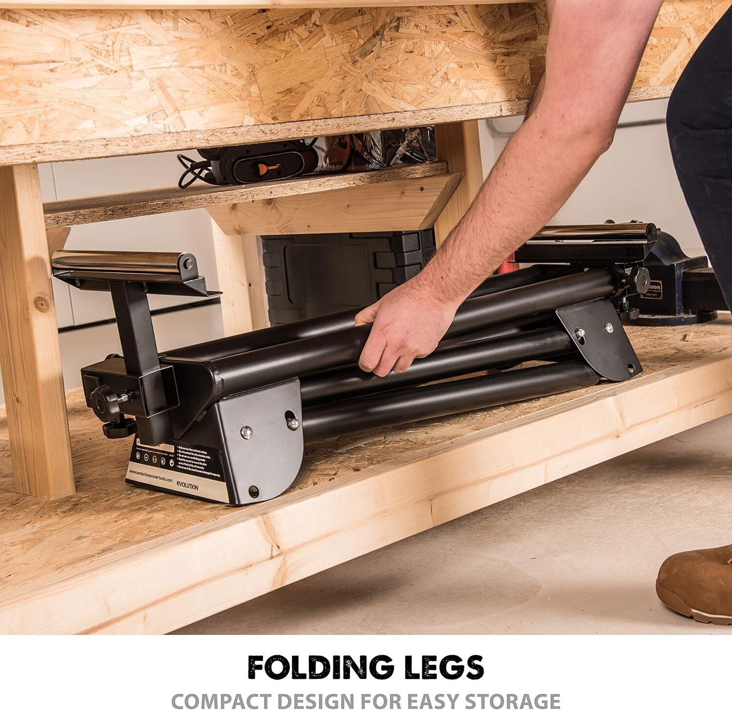 Compact Folding Miter Saw Stand with Universal Mounting & Quick Release Brackets