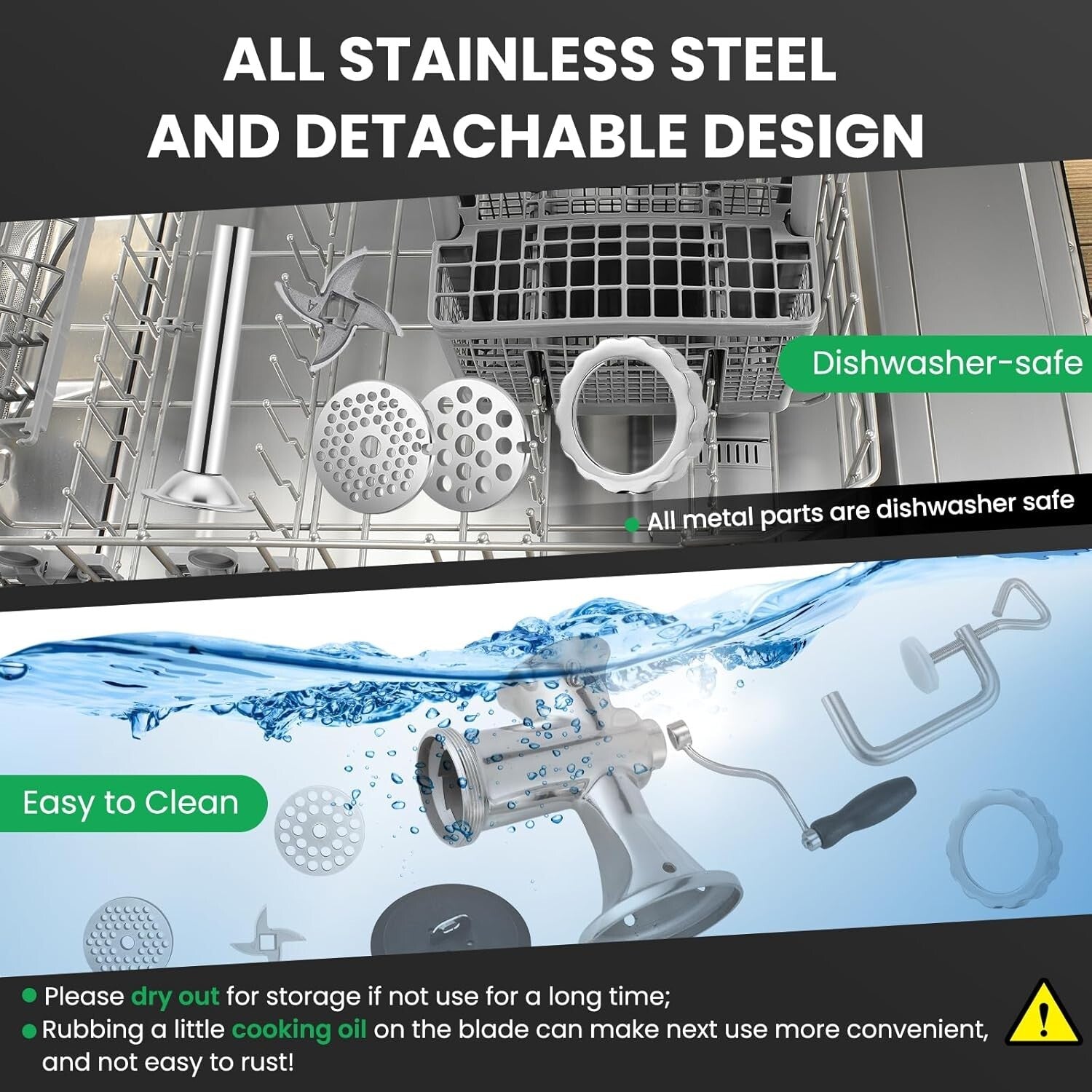 Versatile Hand Crank Meat Grinder - Stainless Steel for Home and Outdoor Cooking