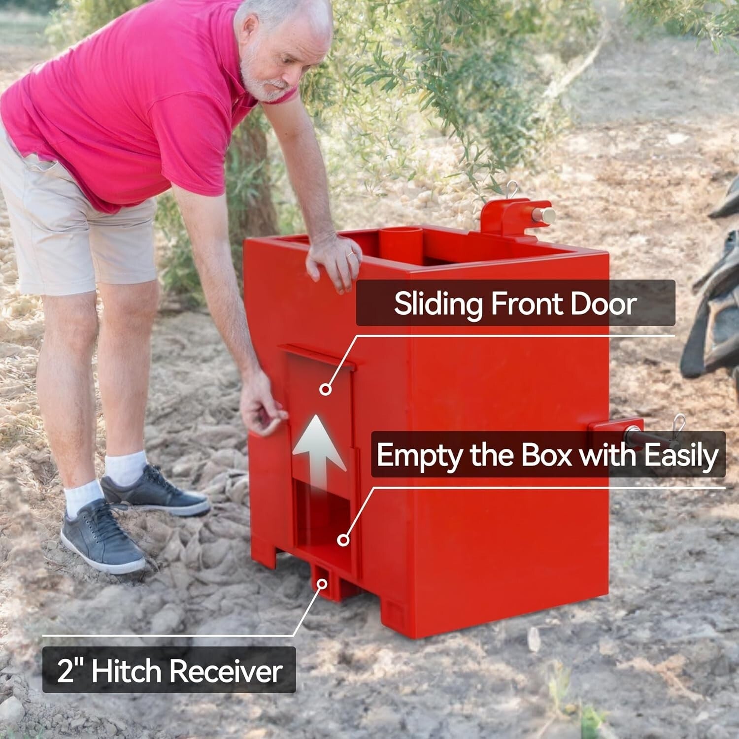 800 lbs Heavy Duty Tractor Ballast Box with Quick Hitch for Category 1 Tractors