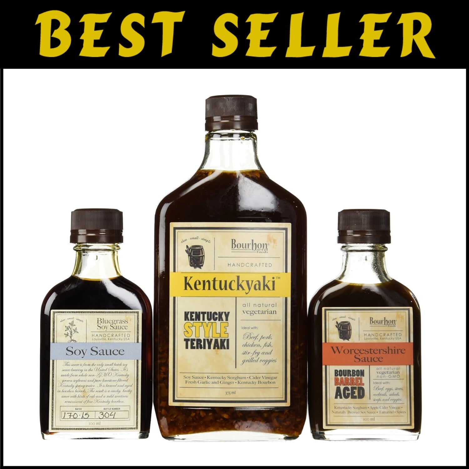 Gourmet Bourbon Barrel Sauce Bundle - Soy, Worcestershire & Kentuckyaki Flavors