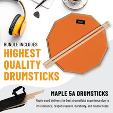 Load image into Gallery viewer, Beginner-Friendly 12" Drum Practice Pad with Adjustable Snare Stand &amp; Sticks