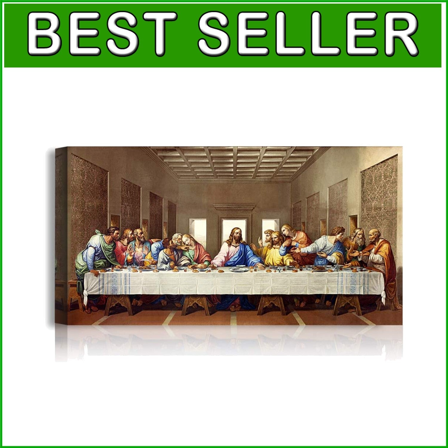 Giclee Canvas Print of Last Supper - Hand-Stretched 30x16 Art for Elegant Spaces