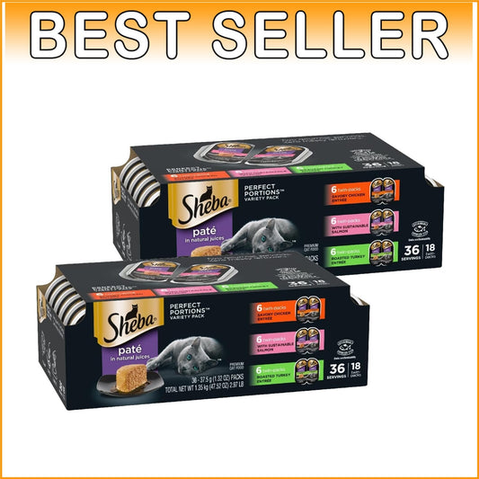 Delicious Wet Cat Food Pate - Chicken, Salmon & Turkey Variety Pack, 36 Servings