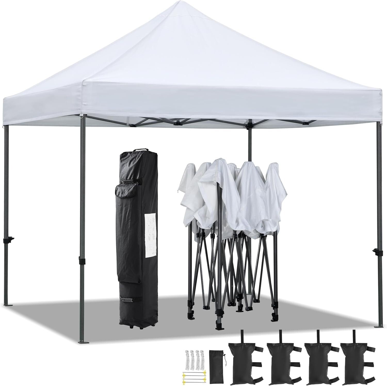 Commercial Heavy Duty Canopy Tent 10x10 - Waterproof & Adjustable with Sandbags