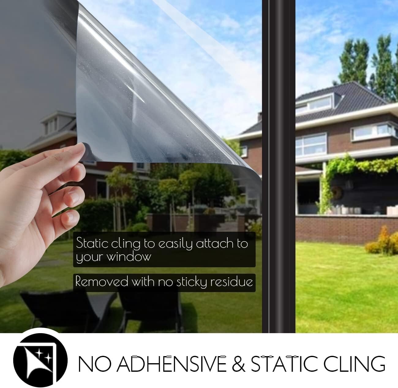 Black-Silver One Way Window Tint - UV Blocking & Easy Install, 35.4" x 16.4'