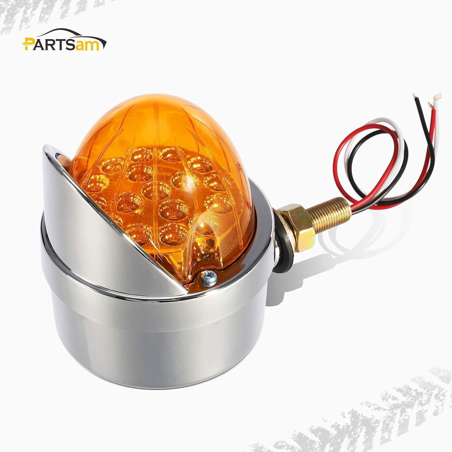 Heavy-Duty Watermelon LED Turn Signal Lights - Amber 17 LED, Chrome Finish