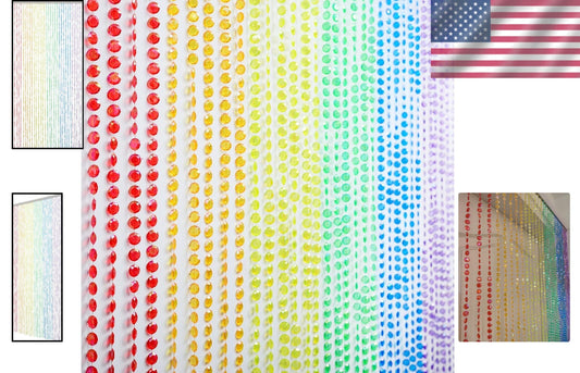 3FTx6FT Diamond Cut Beaded Curtain - Elegant Rainbow Decorative Room Divider