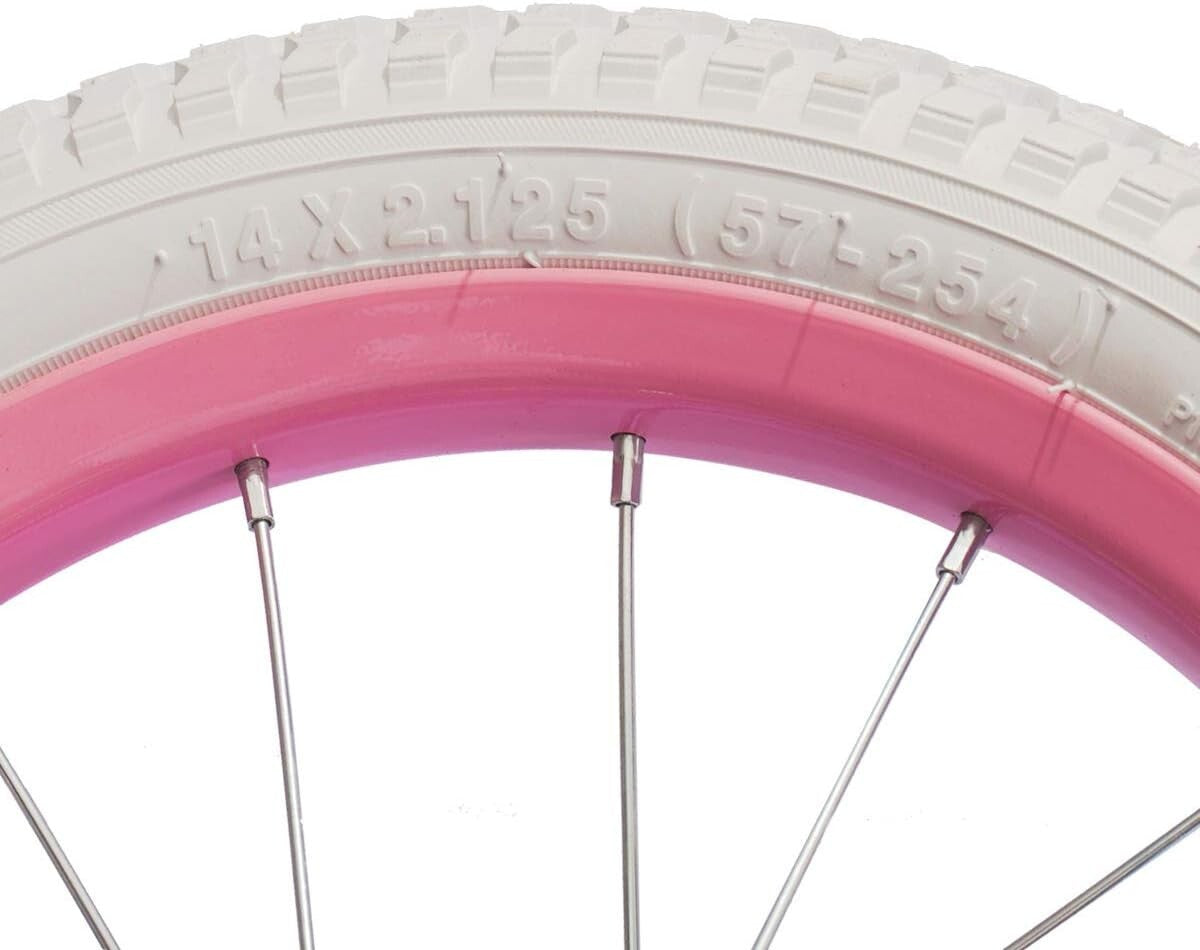 14 Inch Kids Bike Replacement Wheel with Solid Rubber Tire in Pink & Black