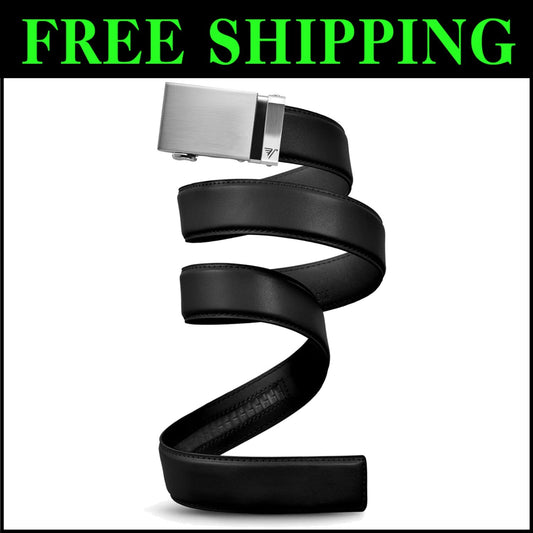 Men's Genuine Leather Ratchet Belt - 40mm Steel Buckle, Extra Large Style