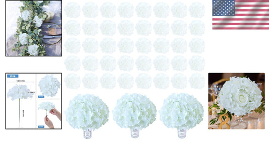 Long-Lasting 106pcs White Hydrangea Artificial Flowers for Weddings & Decor