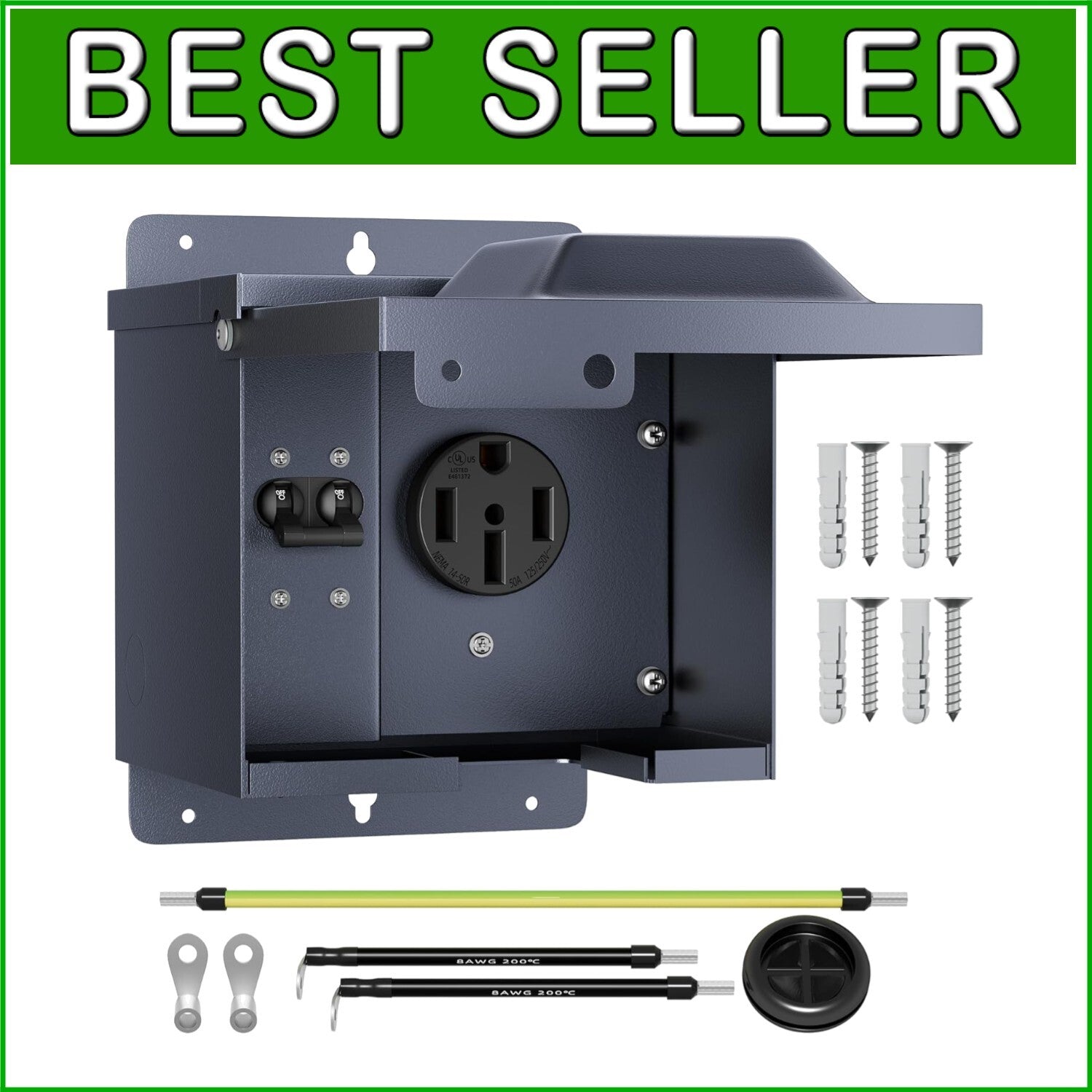 Durable 50 Amp Lockable RV Power Outlet with Breaker - Reliable Outdoor Solution