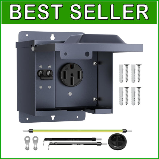 Durable 50 Amp Lockable RV Power Outlet with Breaker - Reliable Outdoor Solution