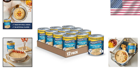 Quick & Creamy Gluten-Free Broccoli Cheese Soup with Bacon - 18oz Can, 12-Pack