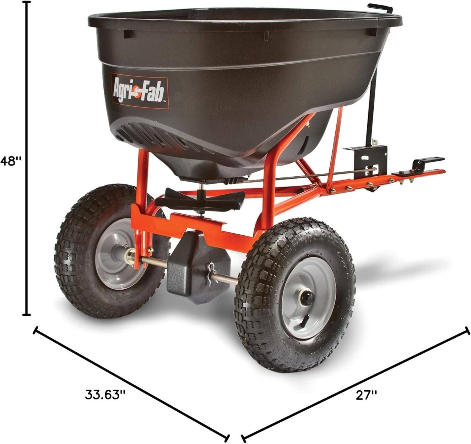 130 lb Tow-Behind Broadcast Spreader for Effortless Lawn Care & Maintenance
