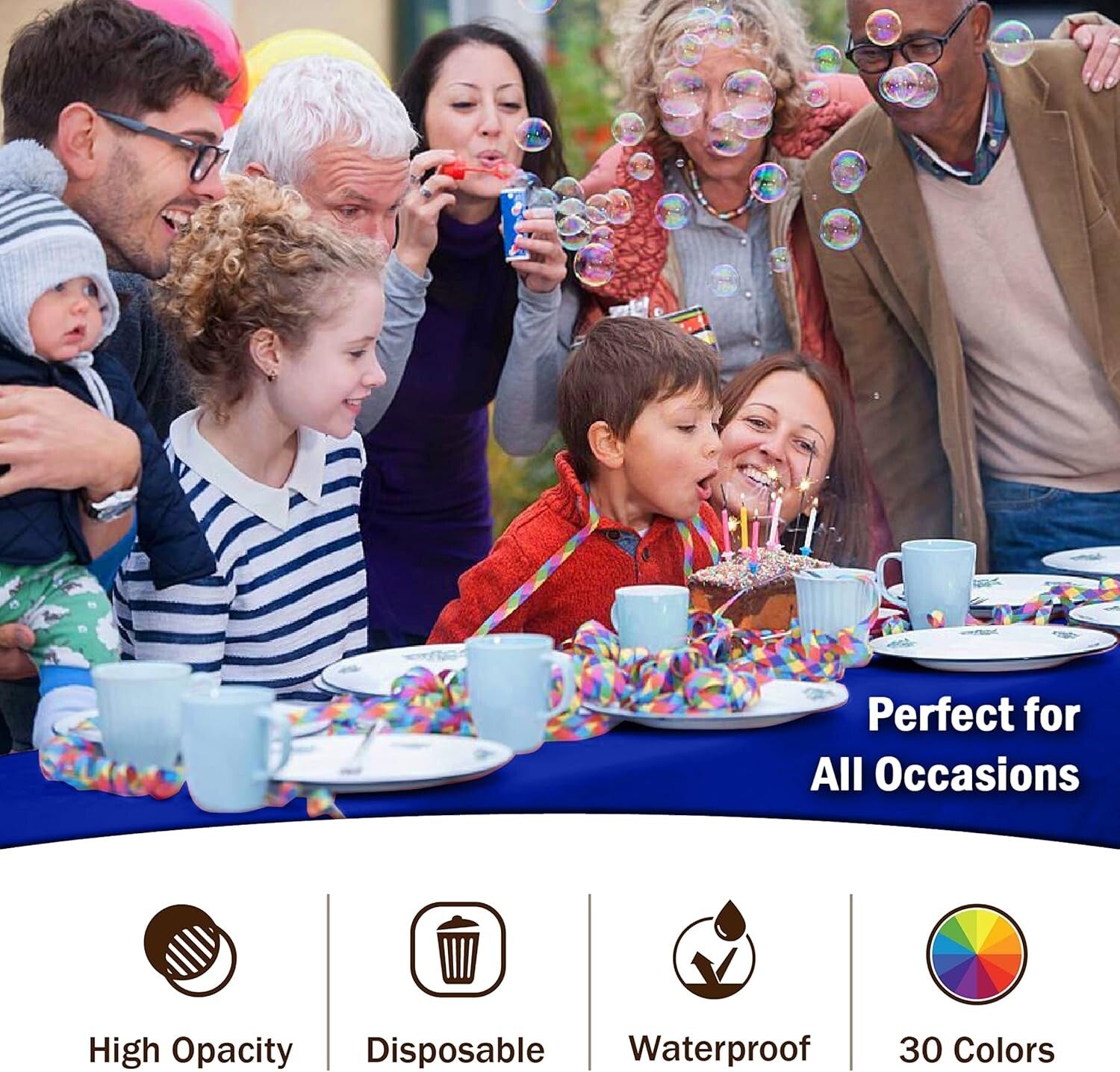 Durable Dark Blue Plastic Table Covers - 48 Disposable Rectangle Tablecloths