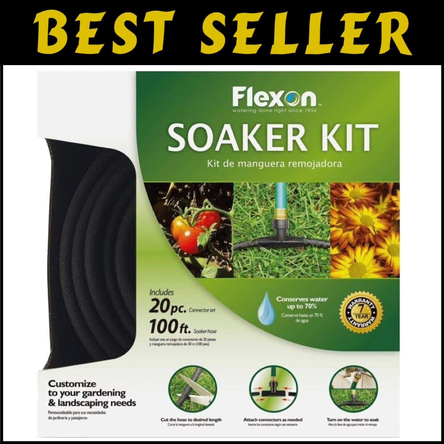 Durable 100-ft Soaker Hose Kit with 20 Connectors for Efficient Plant Watering