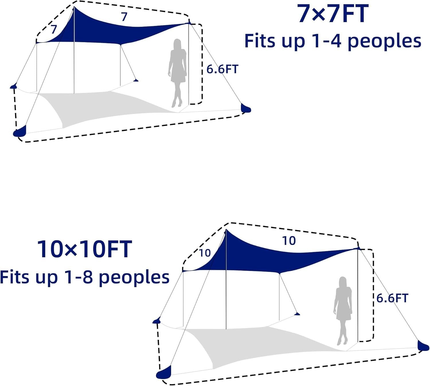 10×10FT Portable Beach Tent with UPF 50+ Sun Protection - Family Outdoor Shelter
