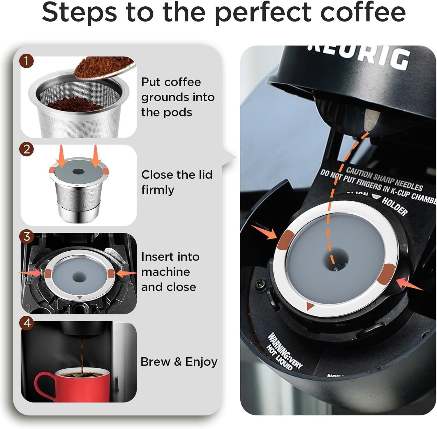 Premium Stainless Steel Refillable K Cups for Keurig - Perfect Coffee Extraction