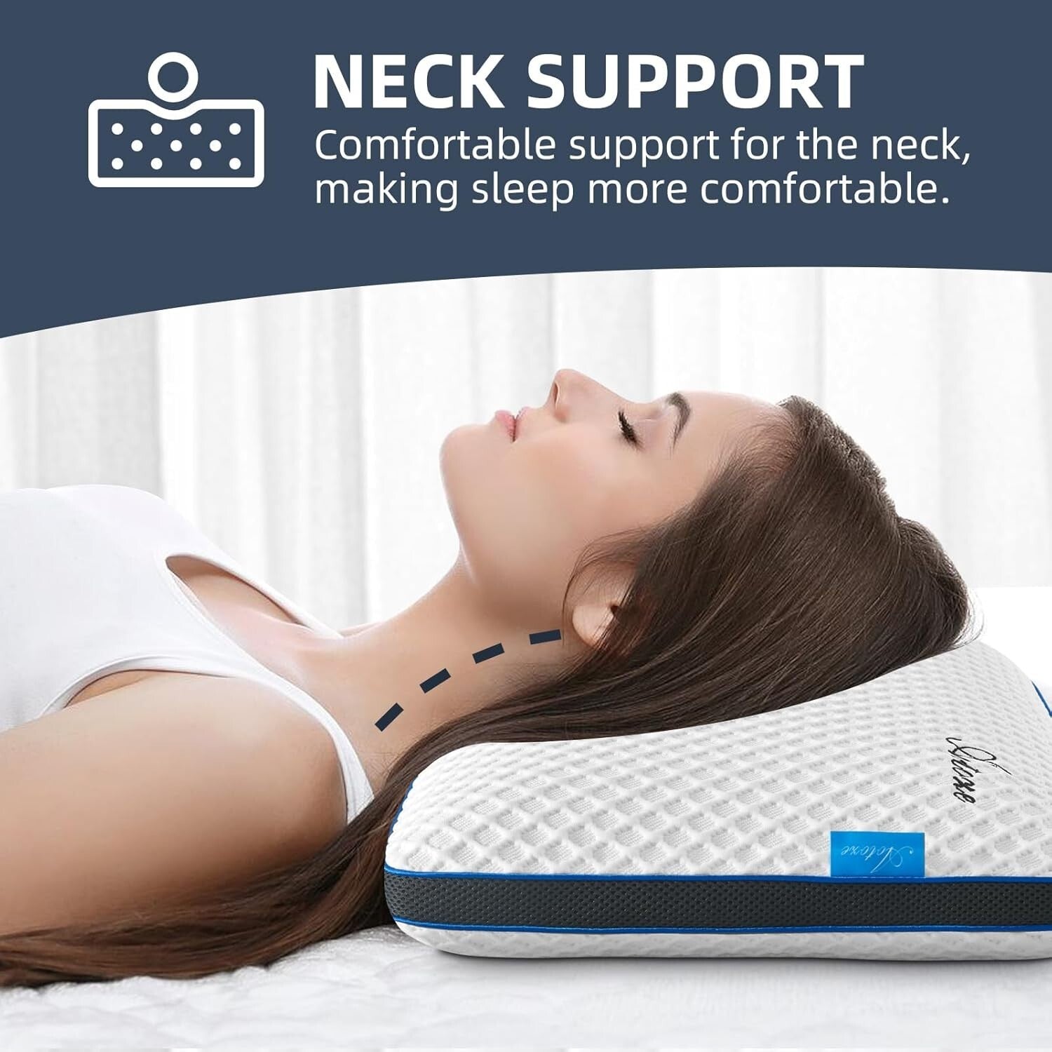 Breathable Flat Pillow for Sleep - Soft Gel Memory Foam, 23.5x15.5x3.1 Inches