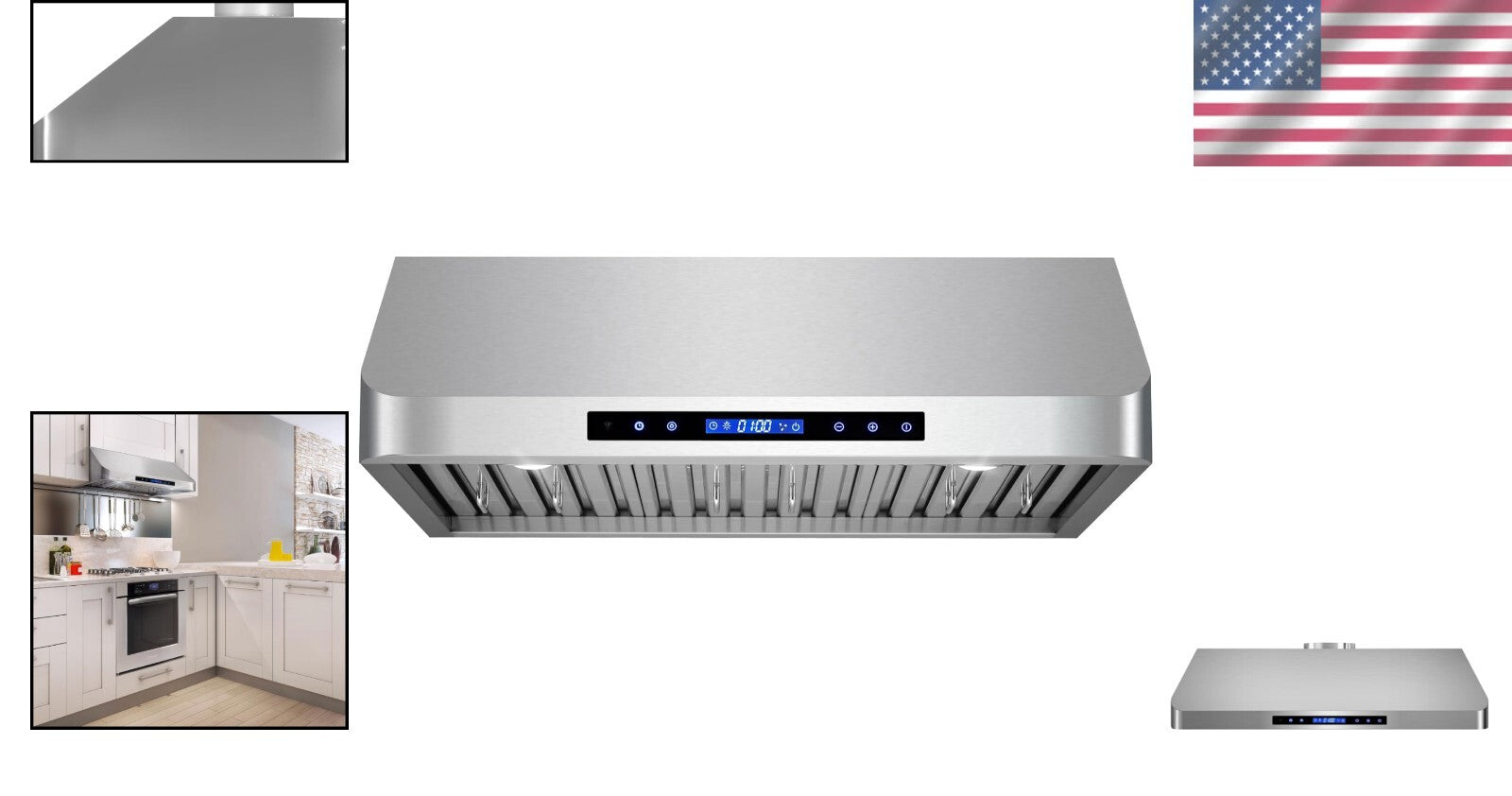 Stainless Steel Under Cabinet Range Hood: 500 CFM, Touch Control & LED Lighting