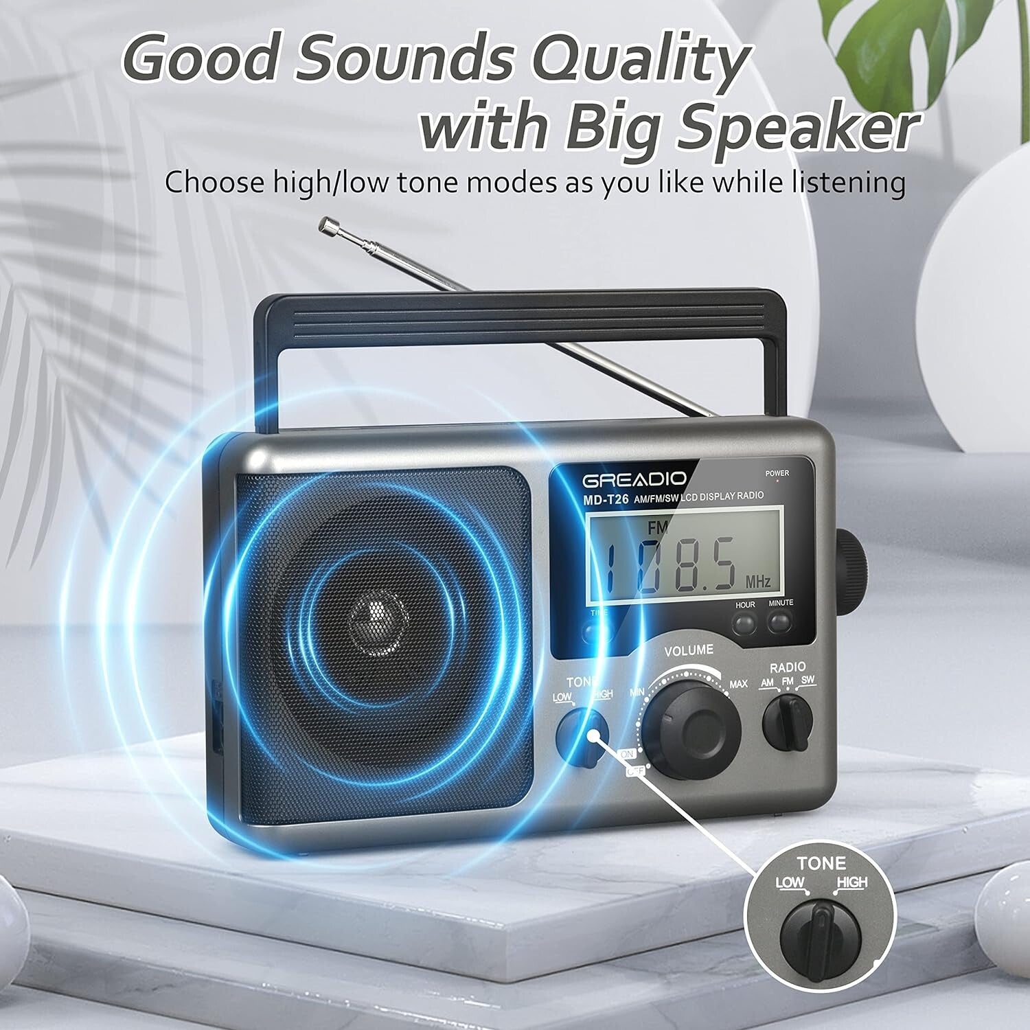 Easy-Use Portable Radio with AC/Battery Power – Great for Music and News Lovers
