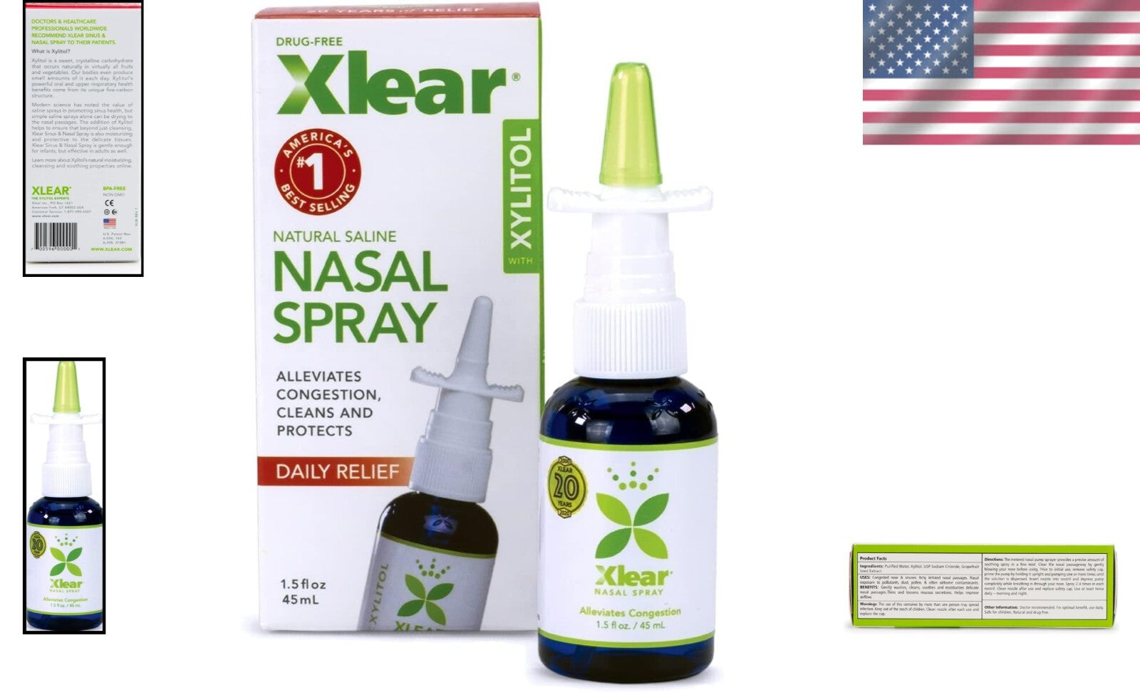 Effective Nasal Spray with Xylitol - Moisturizing Saline for Sinus Relief