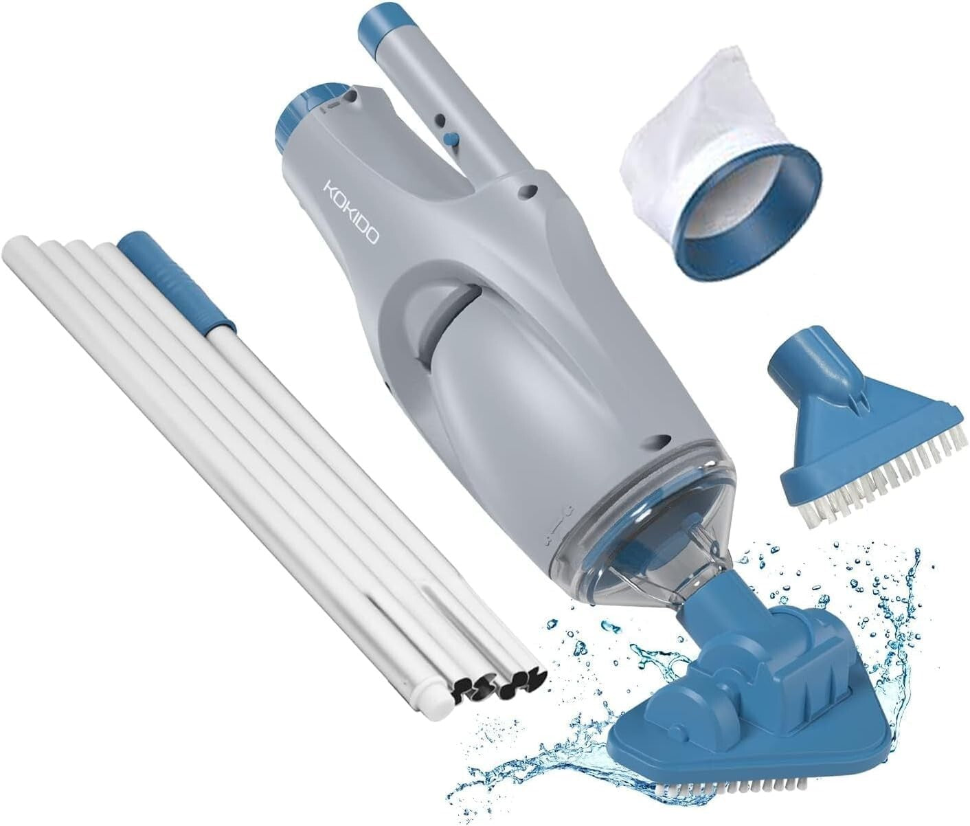 Efficient Handheld Vacuum for Pools - Quiet Operation & Dual Detachable Heads