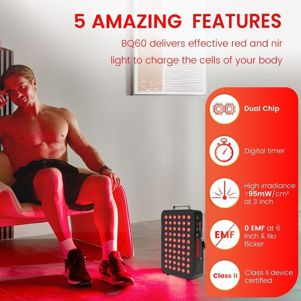 Enhanced Red Light Therapy Device - 105W LED with Cooling Fan & Eye Protection