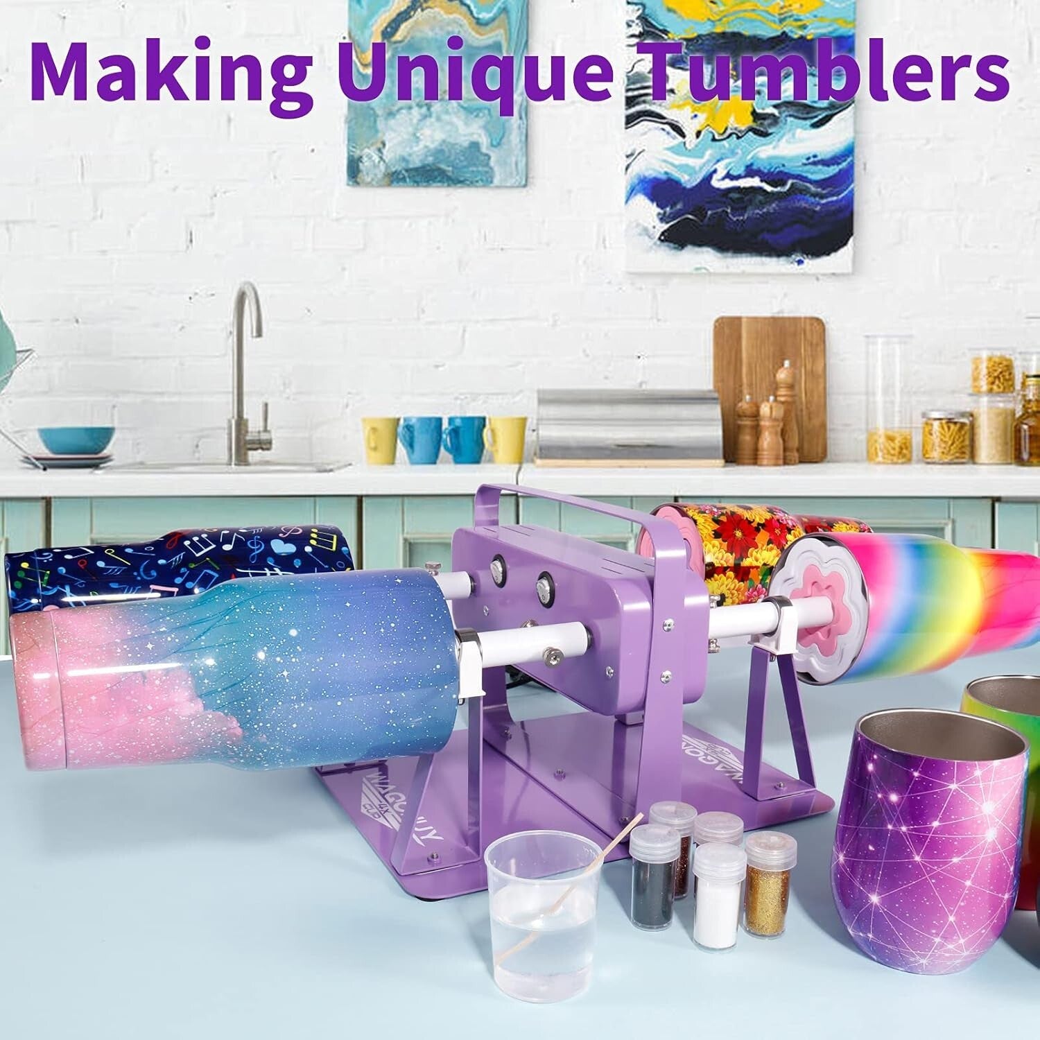 Craft-Ready Tumbler Spinner Set with Individual Switches & Heat Control Options