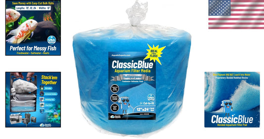 Durable 12" x 24' Aquarium Filter Media Roll - Perfect for Freshwater/Saltwater