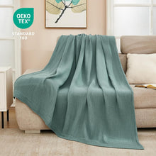Load image into Gallery viewer, Generously Sized Teal Muslin Throw Blanket - Hypoallergenic &amp; Moisture-Absorbing