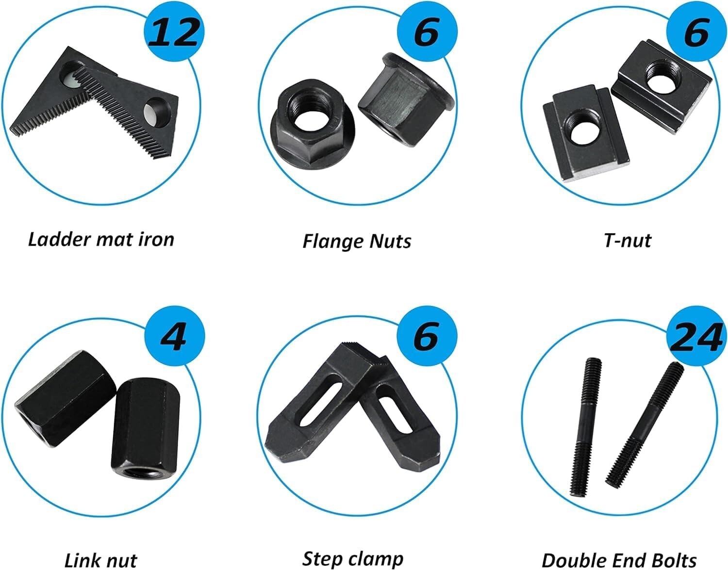 58-Piece T-Slot Clamp Set for 5/8" Slots & 1/2"-13 Studs - Bridgeport Compatible