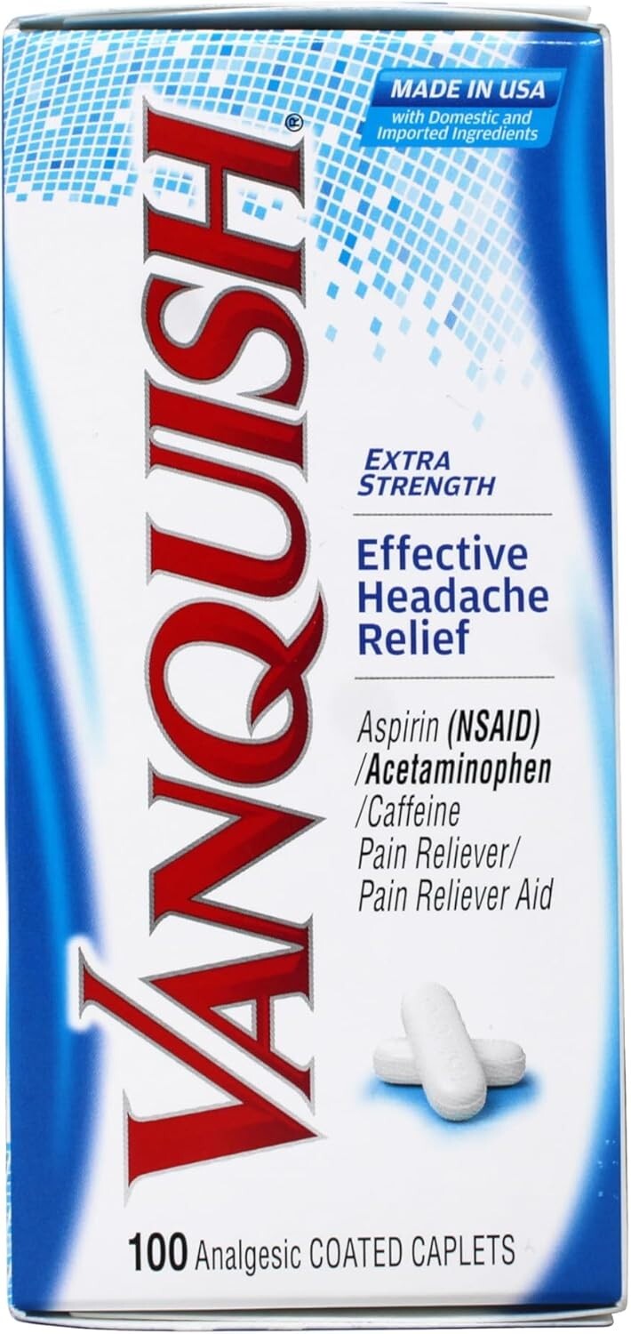 Aspirin & Acetaminophen Pain Reliever - 100 Coated Caplets for Easy Swallowing