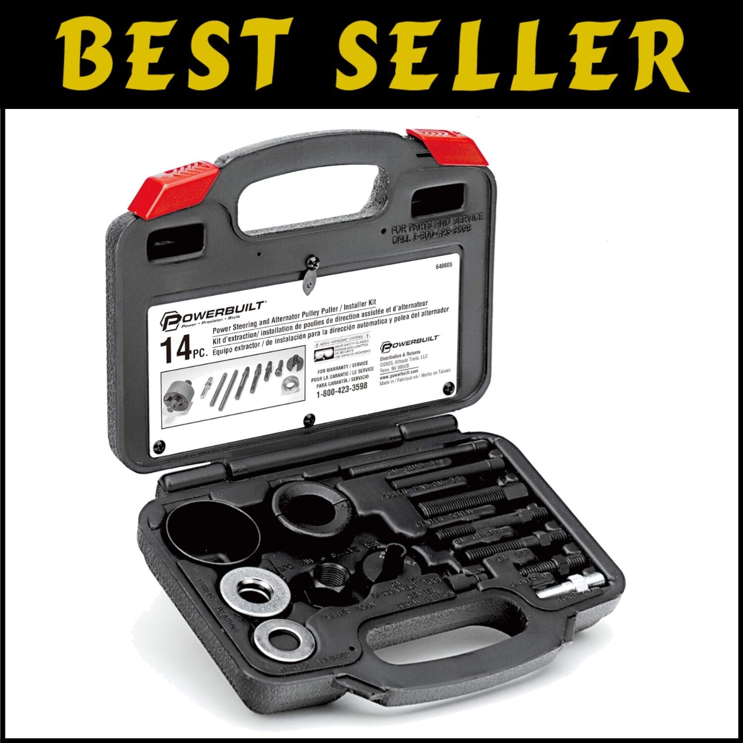 Forged 14-Piece Pulley Tool Set for Safe Removal and Installation - Black Case