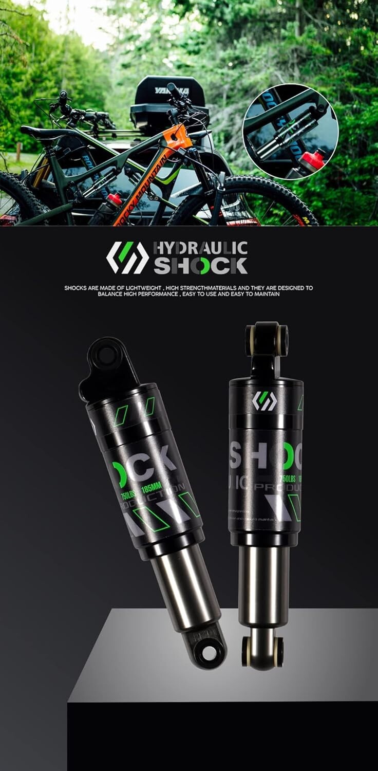 Premium Aluminum Mountain Bike Shock Absorber 120mm-200mm - Adjustable Load