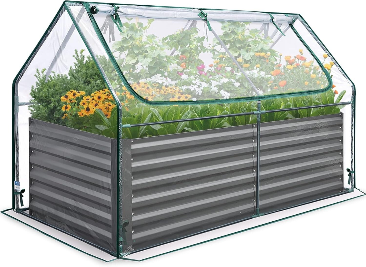 Galvanized Raised Garden Bed 6x3x2 ft with Zippered Cover - Preserve Your Plants