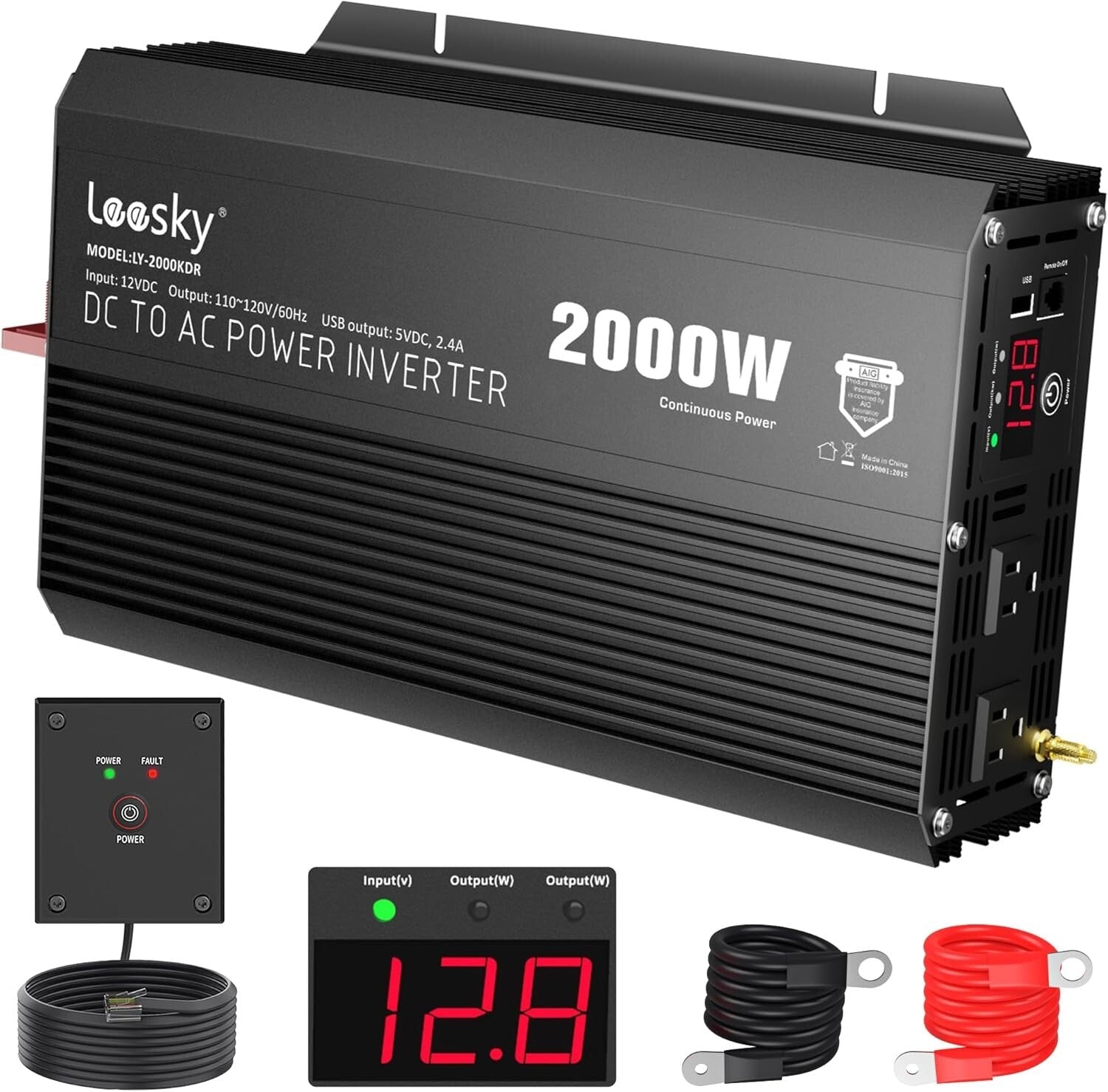 Versatile 2000W Inverter for Car, RV, and Off-Grid Use - Remote & USB Port