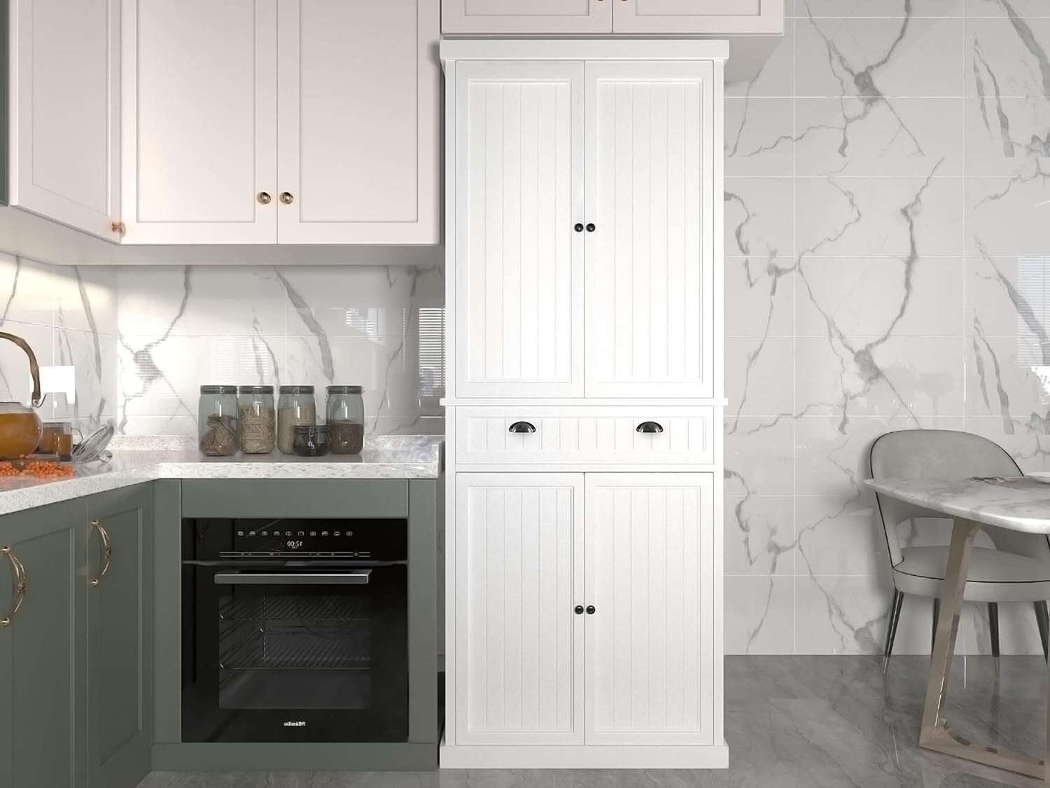 Elegant Freestanding Storage Cabinet with Drawer - Perfect for Kitchen or Bath