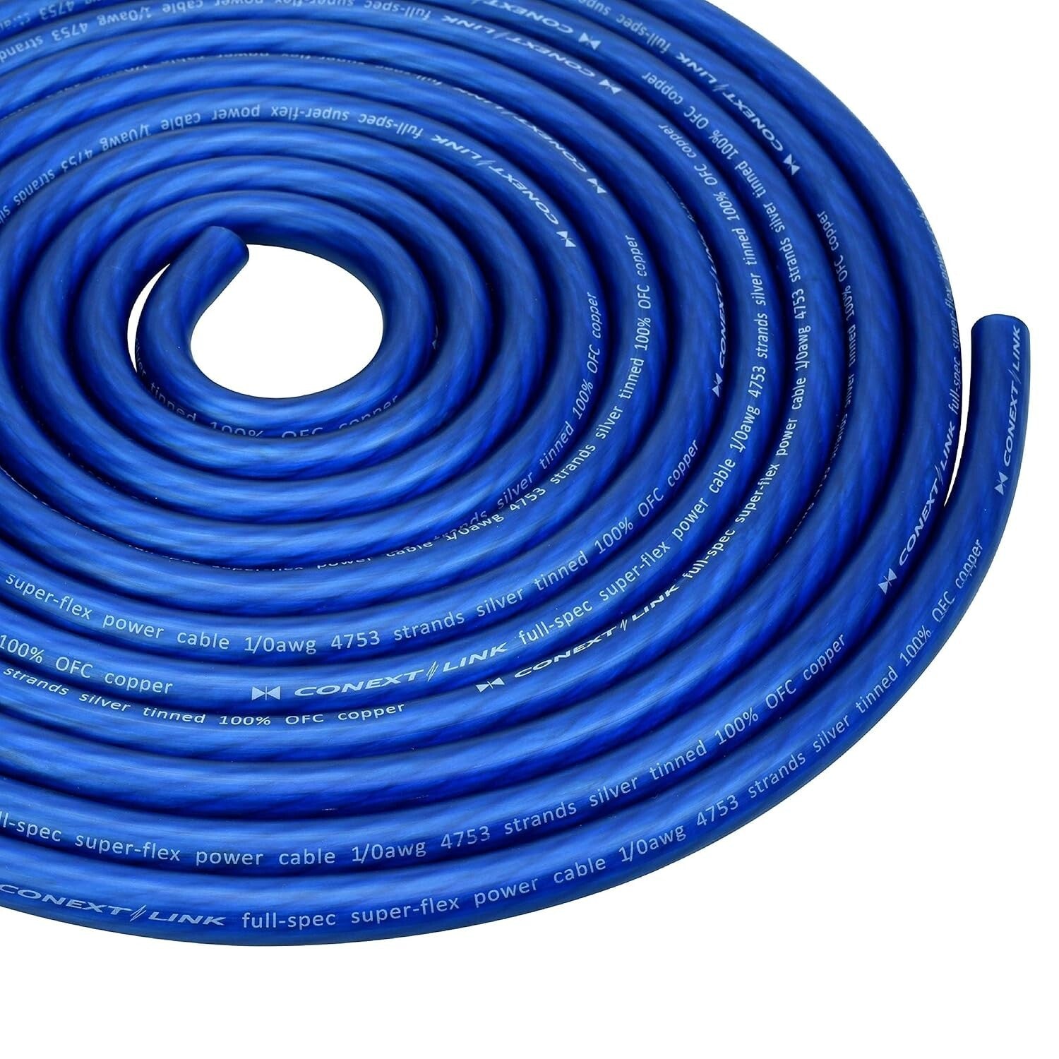 25 FT 1/0 AWG OFC Copper Power Cable - Super Flexible & Durable in Frost Blue