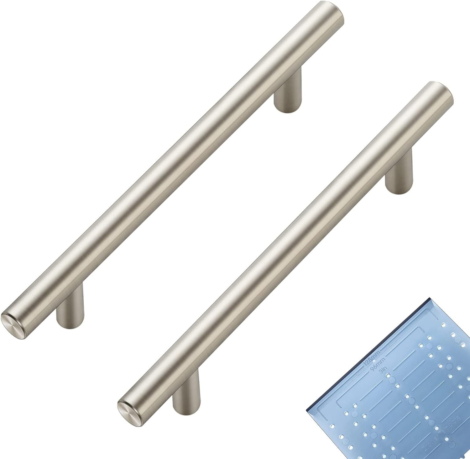 40 Count Modern Brushed Nickel Cabinet Handles - 5” Hole Center with Templates