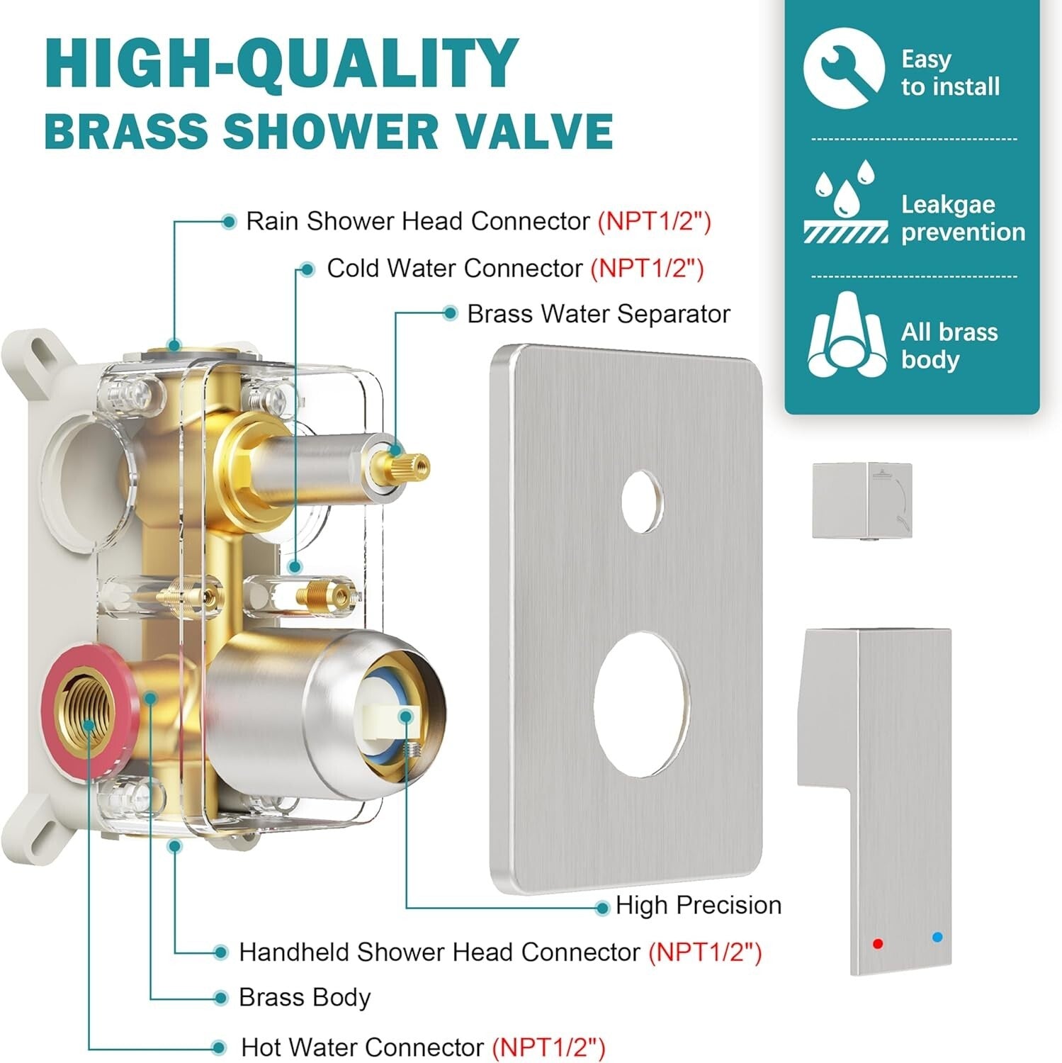 Luxury Brushed Nickel Shower System: 12-Inch Rain Shower Head & Handheld Spray