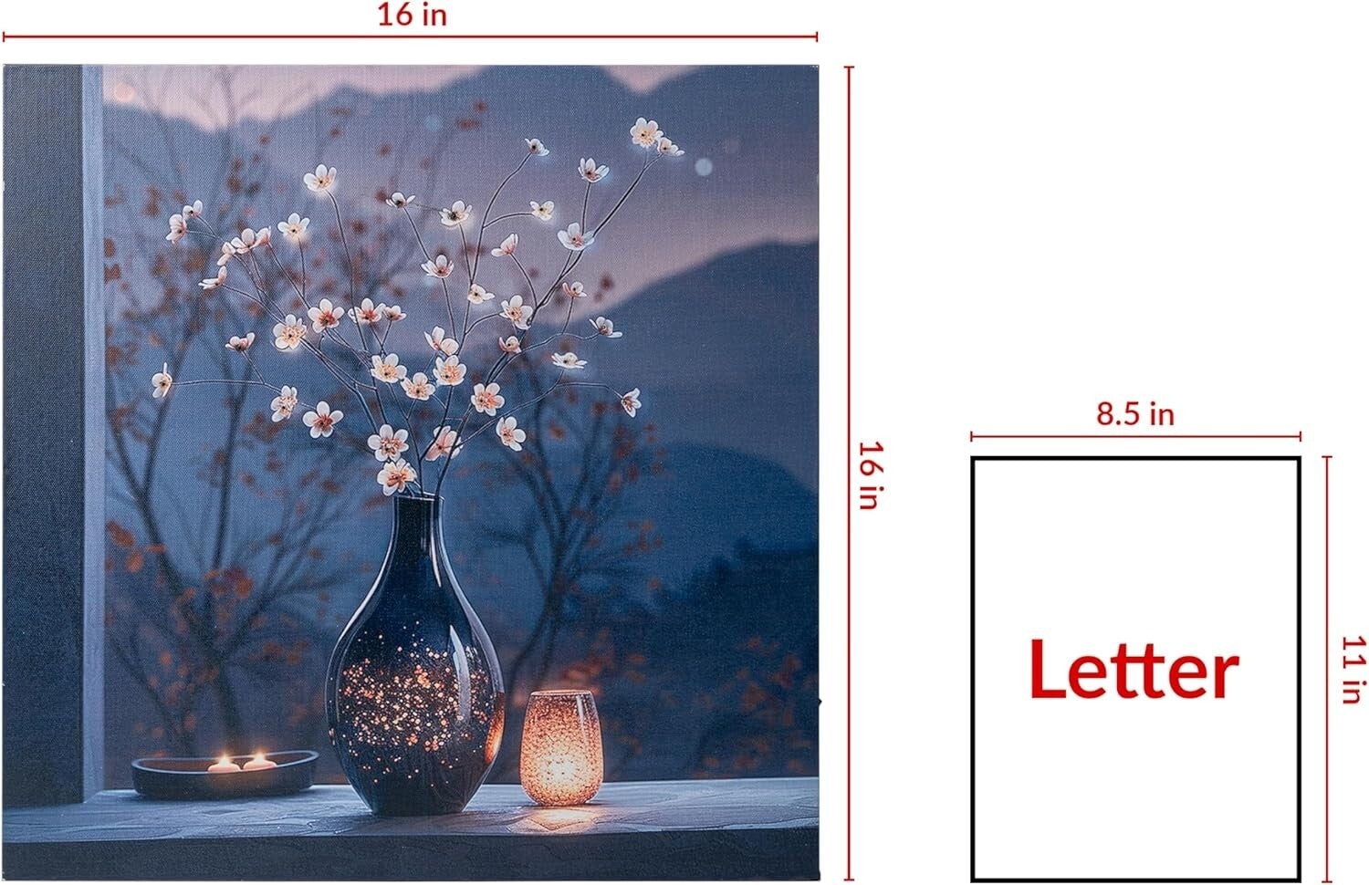 Durable Battery Operated LED Wall Art - Floral Theme with Timer for Cozy Homes